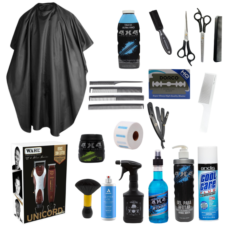 COMBO COMPLETO INSUMOS BARBERÍA/ESTETICA + COMBO UNICORD WAHL