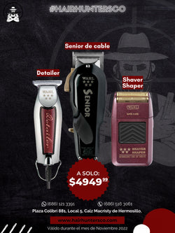 KIT COMBO WAHL DETAILER CABLE + SENIOR CABLE + SHAVER SHAPER